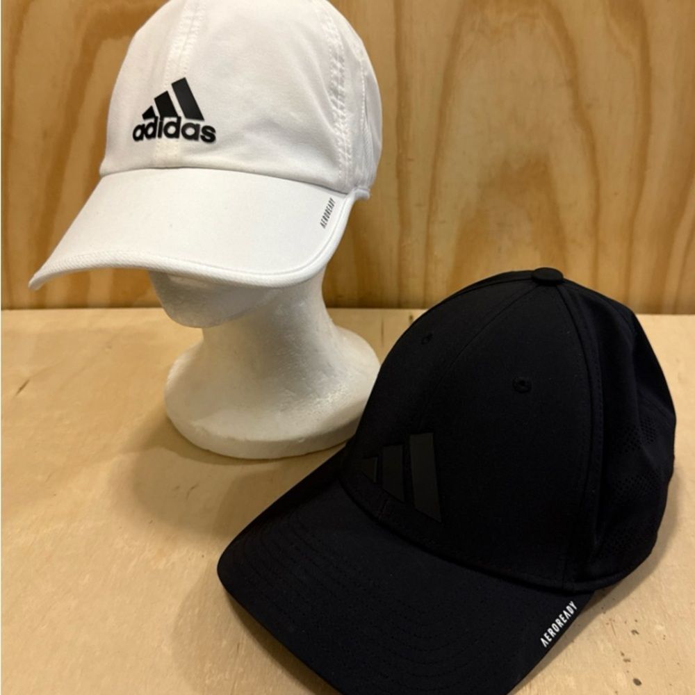 Adidas Hat Cap Strap Back / White Black Aeroready Runner 2 Lot